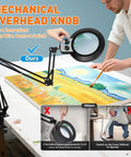 12X Magnifying Glass With Light And Stand, Extra Long Arm Overhead Magnifier for workbench, artist painting under lens