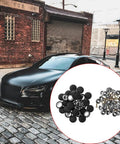 Top Quality 30x Auto Car Roof Snap Rivets Kit For Home Repair Fixing Interior Ceiling Panels And Retaining Pins With Heavy Duty Rust-Proof Stainless Steel Assortment, black and silver rivets shown with car