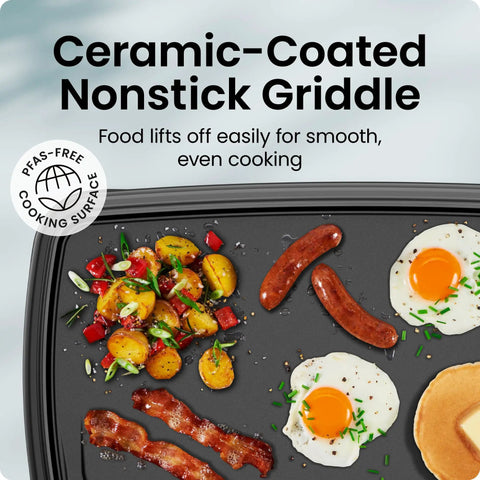Extra Large Electric Griddle With Removable Temperature Control And Immersible Flat Top for cooking breakfast foods