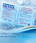 Cozy Gel Ice Pack 10x15 Inches for Targeted Pain Relief Flexible Reusable Cold Therapy on ice with instructions visible
