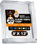 Heavy Duty 8x12 Clear Vinyl Tarp Fire Retardant 20 Mil Waterproof PVC Tarpaulin With Brass Grommets packaging.