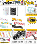 Six Back To School Bulletin Board Borders Set 198 Feet Total With 2.36 Inch Wide Rolls showing six colorful border designs.