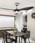 WEvalMC Ceiling Fan with Light 48 inch Reversible Motor for Living Room in modern dining area with wooden table.
