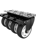 4 Inch Swivel Caster Wheels With Safety Total Lock And 360 Degree Rotation, Heavy Duty Plate Casters Set Of 4, Premium Steel Housing