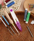 13 Piece Punch Needle Kit With Wooden Handle Adjustable Punch Needle Embroidery Tools Threaders Scissors And Stainless Pipe Handle