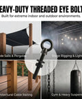 Tough As Nails T316 Stainless Steel Eye Bolts 5 Pack Black 1/4 X 2 Inch With Nuts And Washers for shade sails and outdoor use.