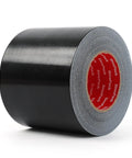 Black Duct Tape Heavy Duty Roll 5 Inch By 55 Yards Industrial Strength Waterproof Tape With 9.1 Mil Thickness, Flexible No Residue, UV Resistant For Outdoor Repairs Tear By Hand, Built For Quick Fixes. black roll on white background