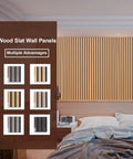 Top Tier Wood Slat Panels For Walls Featuring Pro Grade Sound Dampening And Heavy Duty Echo Blocking For Clean Interior Decor And Chill Home Studios Sample Pack displayed in a bedroom.