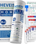 21 In 1 All In One Home Water Testing Kit With 120 Strips And 4 Bacteria Tests packaging and contents displayed