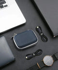 Top view of Rugged Hard Carrying Case For T7 And T7 Touch Portable SSDs With 2 Cable Ties, Shockproof Travel Organizer in navy color.