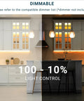 Under Cabinet LED Light Bar 24 Inch 18W 5CCT Color Selectable demonstrating dimmable feature in kitchen setting.