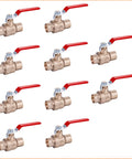 Heavy Duty 1-1/4 In Sweat Solder Brass Full Port Ball Valve Water Stop Shut Off For Copper Tubing, Quarter Turn, Red Handle, Lead Free, 10 Pack Boss Grade Build For Easy Installations, red handle
