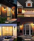 Two Pack Motion Sensor Outdoor Wall Lanterns With Dusk To Dawn lighting porch, garage, backyard, and front door at night