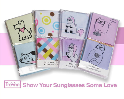 TreVee microfiber cleaning cloths, 6x6 inches, 10-pack with pastel dog-illustration designs