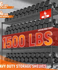 Beefy 60 Inch Wire Shelving With Wheels Heavy Duty Garage Shelving Rack On Casters Adjustable Wire Shelves With Liners Fits 27 Gallon Totes Ideal For Commercial And Warehouse Storage 60 Inch Wide 18 Inch Deep 63 Inch Tall 4-tier black wire rack