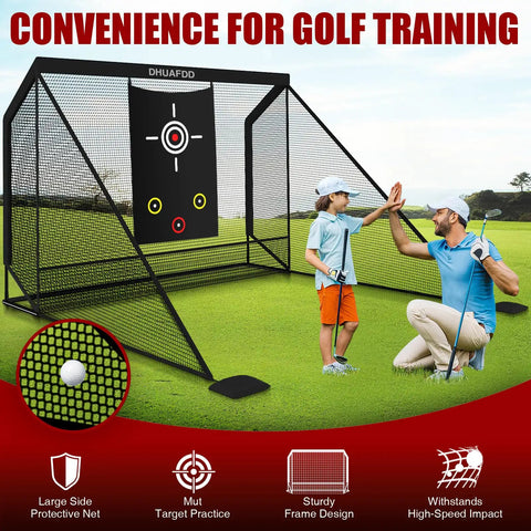 Heavy Duty Golf Hitting Net With Target Cloth 10 X 7.5 Feet Side Barriers Backyard Practice Net for training