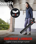Person holding Ultra Lightweight Cordless Leaf Blower Tool Only, Compatible With M18 Battery System, 400 CFM At 130 MPH