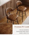 26 Inch Bar Stool Set Of 3 Modern Sleek Swivel Counter Height Chairs With Backrests And Metal Legs Faux Leather Upholstered Barstools For Kitchen Island And Dining Room, brown faux leather and metal design