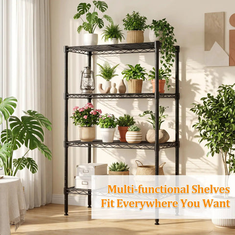 Built Like A Brick 4 Tier Wire Shelving Unit With Locking Heavy Duty Casters And Adjustable Metal Shelves Beast Mode 1000 Pound Capacity Storage Rack For Garage Shop Warehouse with plants.
