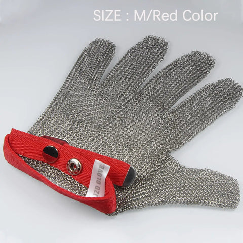 Heavy Duty Stainless Steel Chainmail Gloves Level A9 Cut Resistant, 304 Stainless Steel Wire Mesh, 5 Finger Blue Gloves For Right Or Left Hand