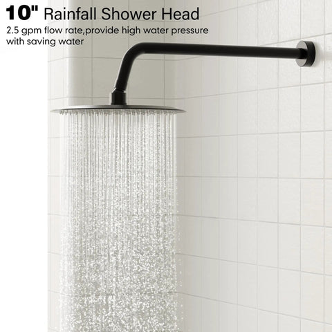 Top Shelf Shower System With Glide Rail Faucet Set And Roomy 10 Inch Rainfall Head Slick Matte Black Finish For Rock Solid Bathroom Upgrades And Precision Balance Control