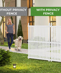 Outdoor Privacy Fence Panels For AC Units And Trash Cans, Two White Vinyl Panels, 48 By 48 Inches, Easy Assembly, side by side comparison.