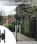 Heavy-duty exterior door hinges on elegant gate usage