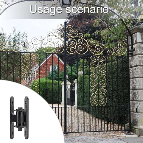 Heavy-duty exterior door hinges on elegant gate usage