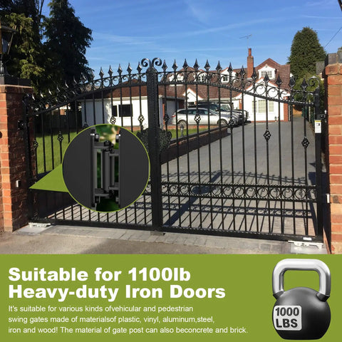 Heavy Duty Gate Hinges 7-Inch Silent Bearing Outdoor Gate Hardware, Stainless Steel Strength For Any Weather, Waterproof And Rust-Resistant, Easy Install With Included Screws on black iron driveway gate
