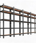 4 Pack Heavy Duty Adjustable 5 Tier Metal Storage Shelves Rock Solid Garage Shelving Rack displaying sturdy black steel shelves in a large unit.