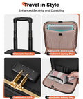 Underseat Carry On Luggage With Spinner Wheels 16 Inch Rolling Laptop Bag For Women Personal Item Travel Bag features