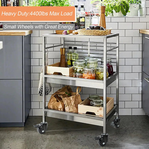 Kitchen cart on Heavy Duty 3 Inch Threaded Stem Casters With Dual Locking Swivel Wheels 1/2-13 X 1, 1100 Lbs Per Caster, 4400 Lbs Total Capacity
