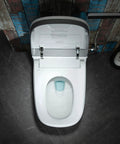 Slick Smart Toilet With 1.28 Gpf Dual Flush And Auto Open Close Lid Driven By Foot Sensor 1000g Map Flush Rating top view showing heated seat and modern design.
