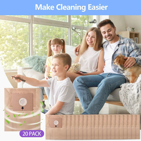 Family relaxing with 20 Pack Replacement Dust Bags for Zing Canister Vacs Compatible With 4122 4122D 1668 1668C 1668W
