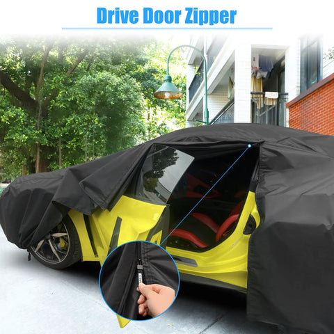 Chevrolet Corvette Weatherproof Car Cover Outdoor Shield for C4 C5 C6 C7 Models 1984-2019 with driver door zipper in use