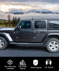 US Flag Aluminum Alloy Rear Door Window Decal Kit For Jeep Wrangler JL Unlimited 4 Door 2018 2019 2020 2021 2022 2023 2024 And Gladiator JT Glass Trim Panel Plus Dope Durable Weatherproof Car Exterior Decor Accessory installed on Jeep