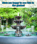Glass Solar Water Fountain With White Flower Design 3.5W No Battery For Bird Bath Garden Pond Outdoor Pool With Four Fixed Rods And Seven Nozzles great for bird baths and garden decor in sunlight.