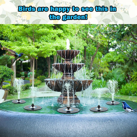 Glass Solar Water Fountain With White Flower Design 3.5W No Battery For Bird Bath Garden Pond Outdoor Pool With Four Fixed Rods And Seven Nozzles great for bird baths and garden decor in sunlight.