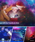 Family enjoying Star Galaxy Projector For Bedroom With Dope Nebula Lights and 8 Mixed Nebula Effects on Christmas night.