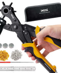 Two In One Leather Hole Punch And Eyelet Tool Kit With 4.5mm Eyelets for crafting leather belts with accessories included