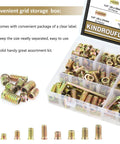 152 Piece Threaded Inserts Set For Wood, 1/4-20 And 5/16-18 Steel Nut Inserts in clear storage box.