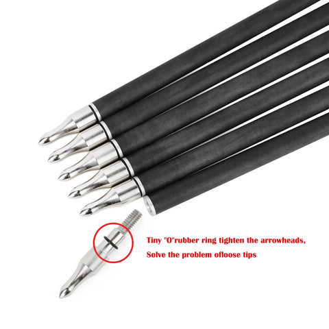 Six Or Twelve Pack Carbon Arrows 500 Spine With 4 Inch Turkey Feather Fletching, 28, 30, 31 Inch Lengths, 100 Grain Removable Field Tips