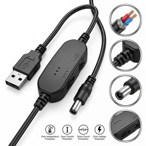 12V PC Fan Speed Controller With USB Power And 5V To 12V Stepless Voltage Control, featuring protection icons and close-up details