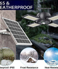 Solar Shed Light 1200LM 144LED Motion Sensor With 5 Lighting Modes Remote Control 4 Leaf Panel adjustable waterproof