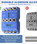 Blue Angle Drill Guide Jig Kit with Fixed 30, 45, 90 Degree Angles made from durable aluminum for cable railing deck installation.