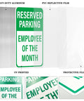12 By 18 Inches Employee Of The Month Parking Signs 2 Pack Reflective Aluminum Waterproof Fade Resistant Heavy Duty Outdoor Reserved Parking Signage With UV Protected Finish, front view