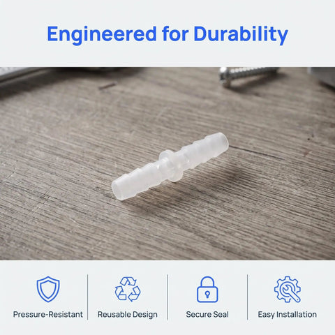 10 Pc Double Ended Barbed Hose Connector Repair Kit For Plastic Tube DIY Fixes No Tools Needed Hydroponics Piping Coupler Emergency Patch, clear barb connector