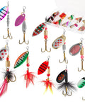 10 Piece Spinner Bait Set With Tackle Box, Rooster Tail Style Lures With Flash Spoons For Freshwater And Saltwater Fishing