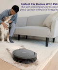 Robot Vacuum With Self Empty Base And 60 Day Bagless Capacity, SmartPath LiDAR Navigation cleaning pet hair on rug