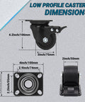 Humagineer 4-pack plate-swivel casters with brakes; low-profile, black nylon wheels, 4400 lb capacity.
